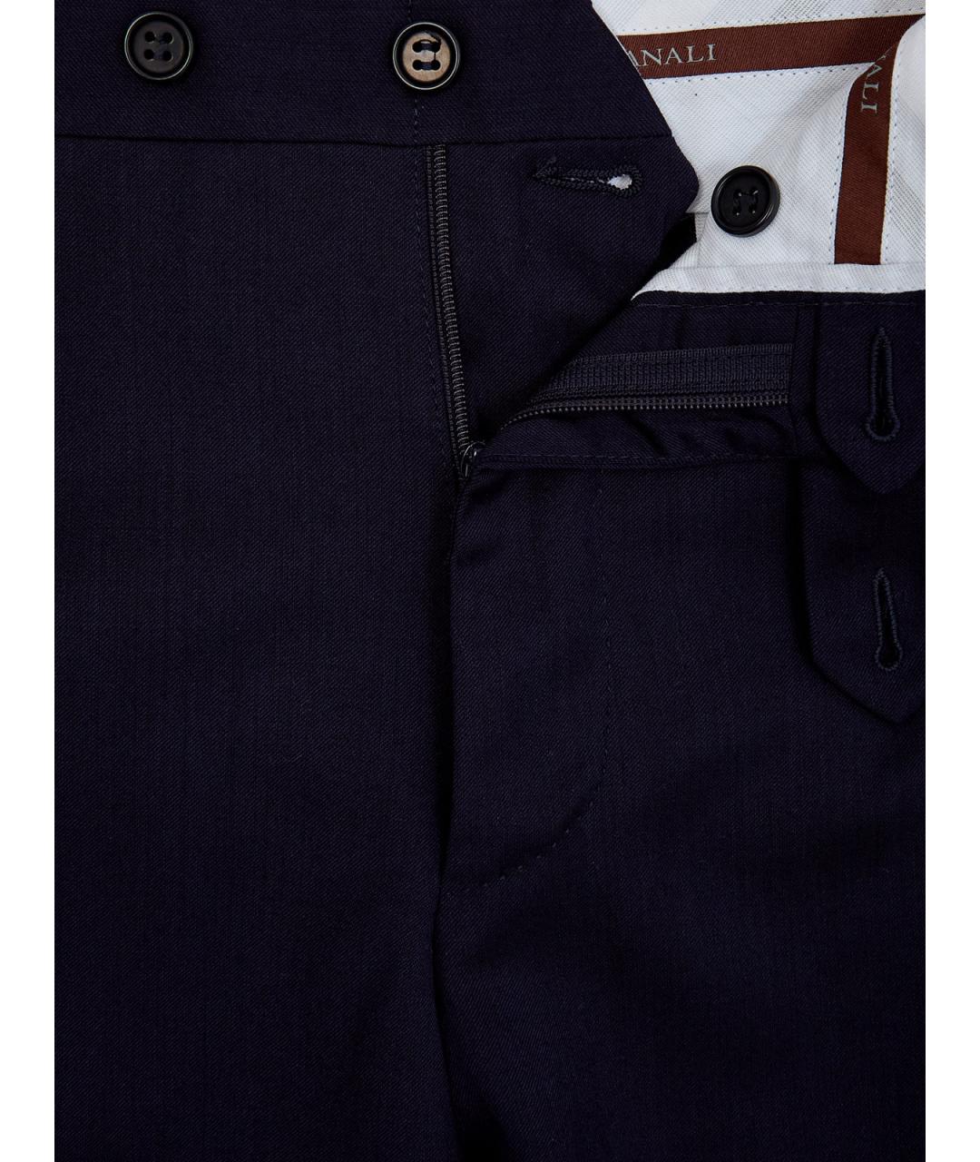 CANALI Синие шерстяные повседневные брюки, фото 6