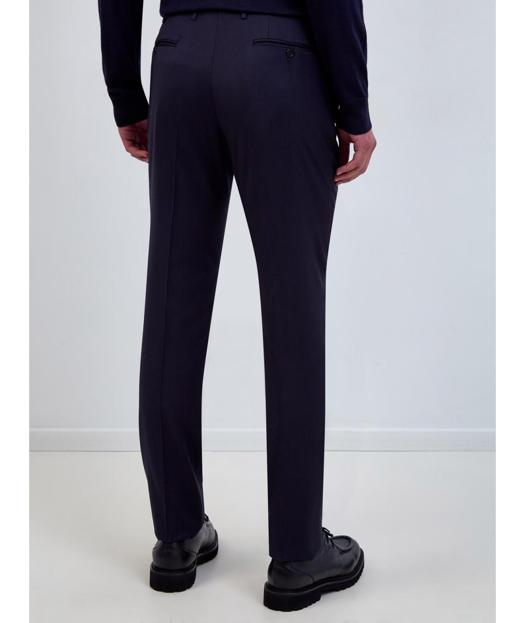 CANALI Синие шерстяные повседневные брюки, фото 4