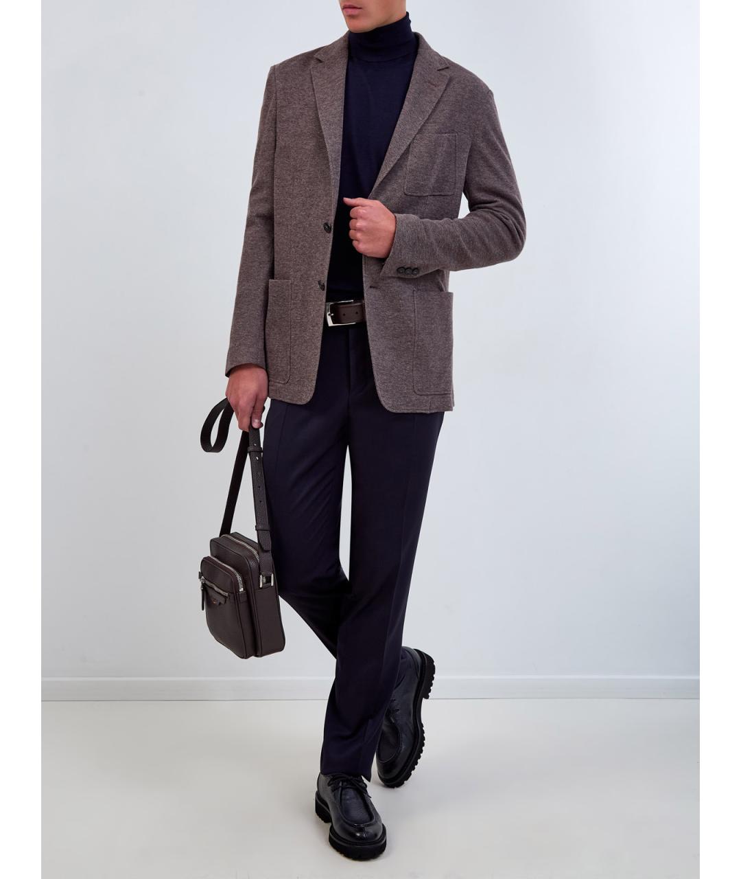 CANALI Синие шерстяные повседневные брюки, фото 2