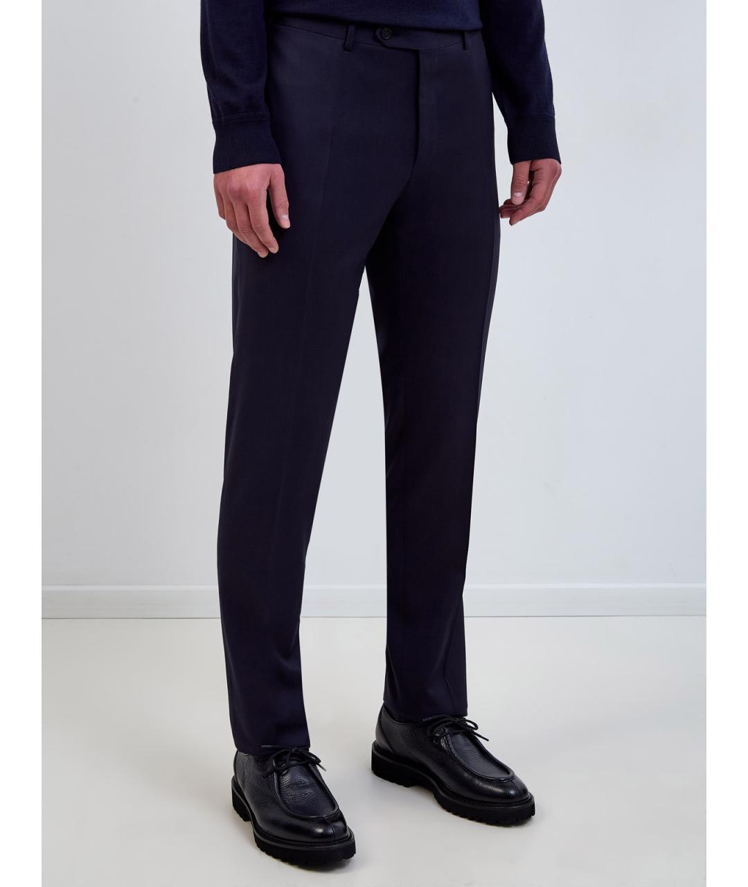 CANALI Синие шерстяные повседневные брюки, фото 3