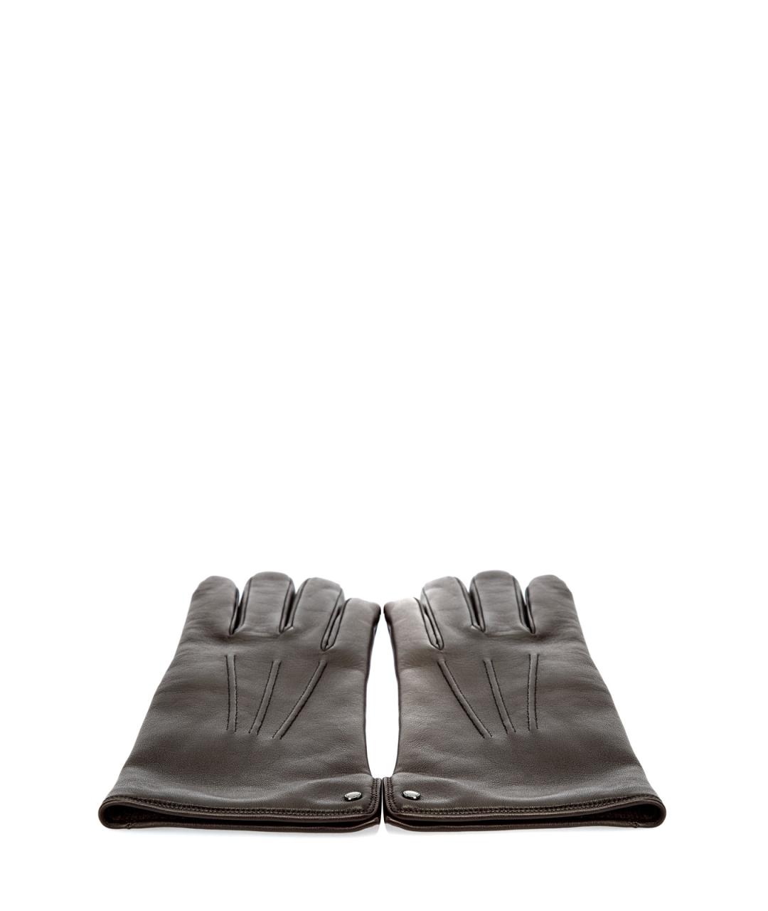 CANALI Коричневые кожаные перчатки, фото 2