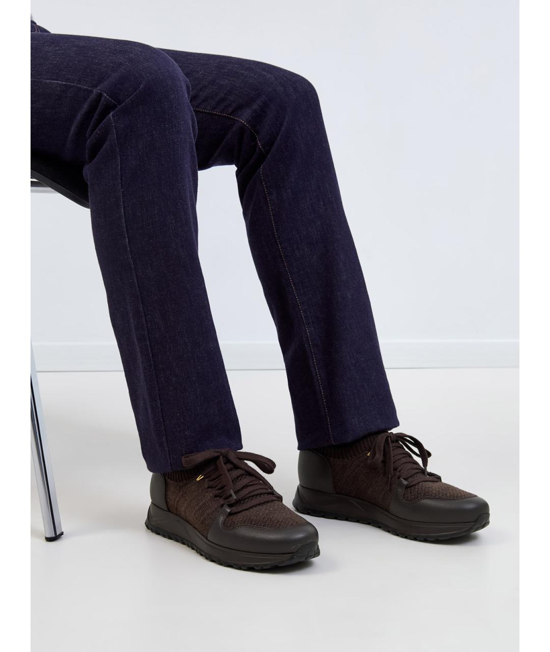 DOUCAL'S Коричневые текстильные низкие кроссовки / кеды, фото 2