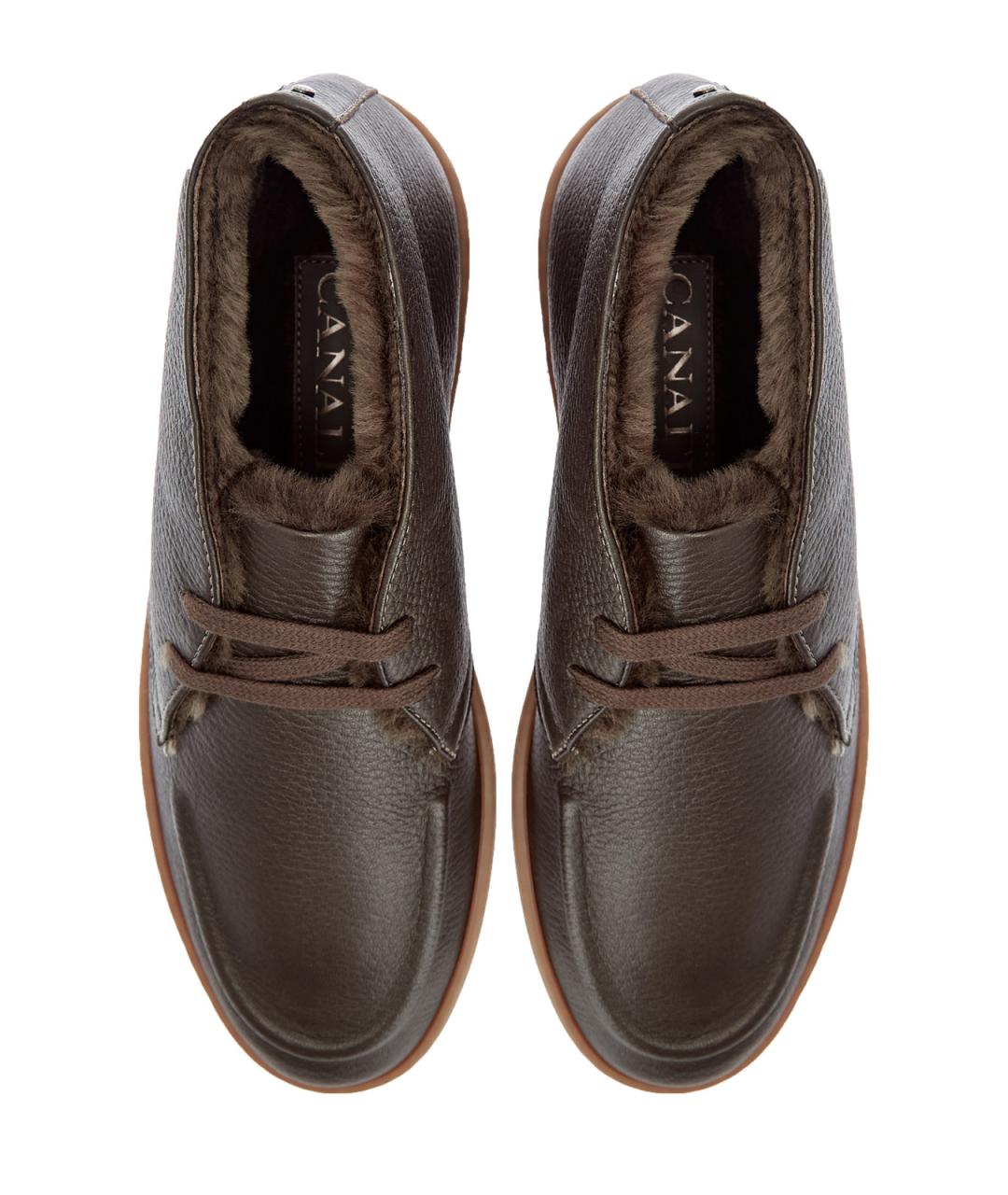 CANALI Коричневые кожаные низкие ботинки, фото 5