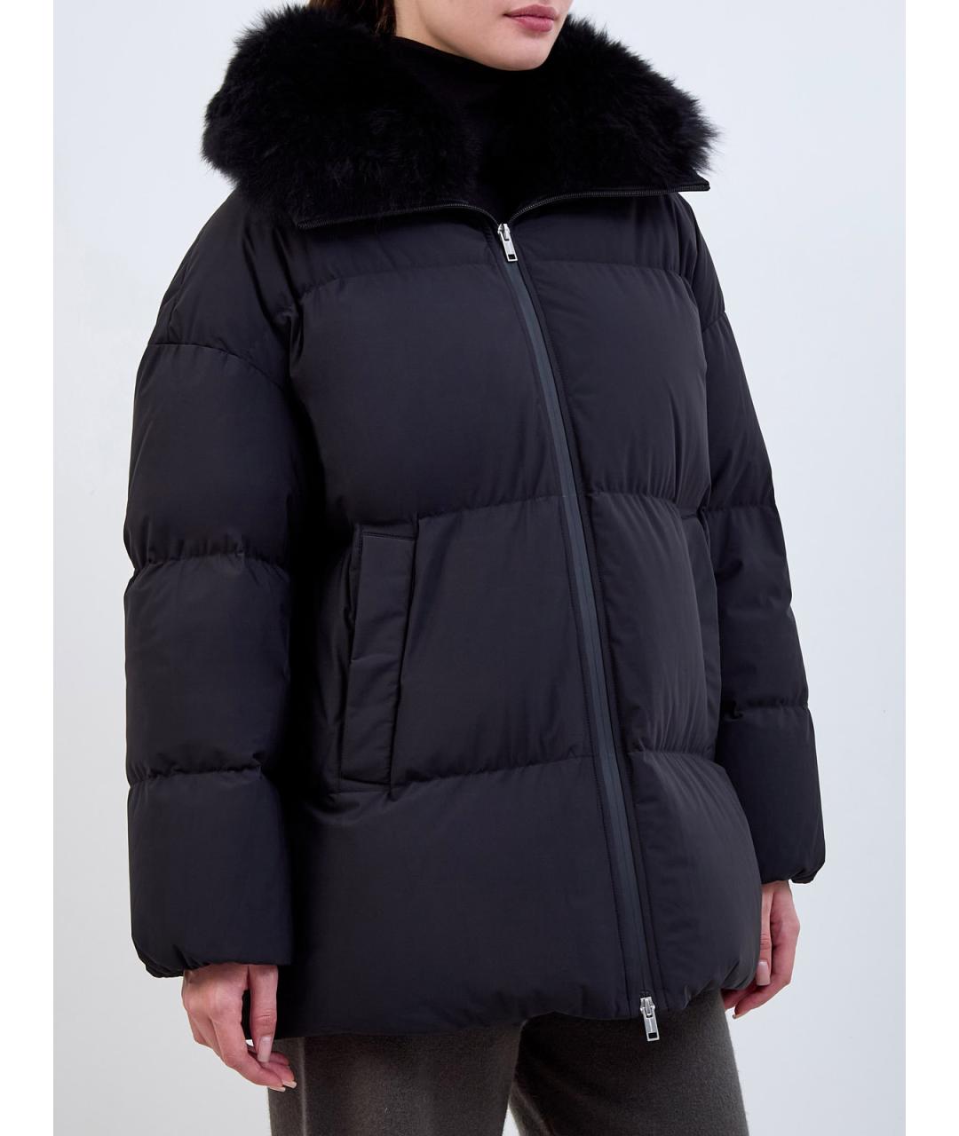 YVES SALOMON Черный полиамидовый пуховик, фото 3