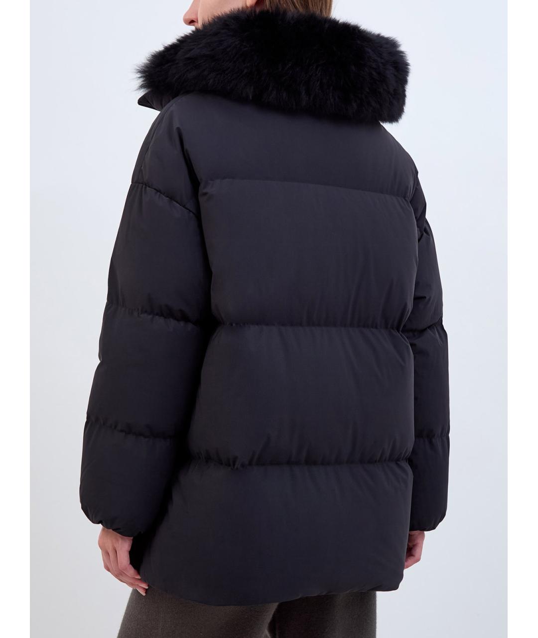 YVES SALOMON Черный полиамидовый пуховик, фото 4