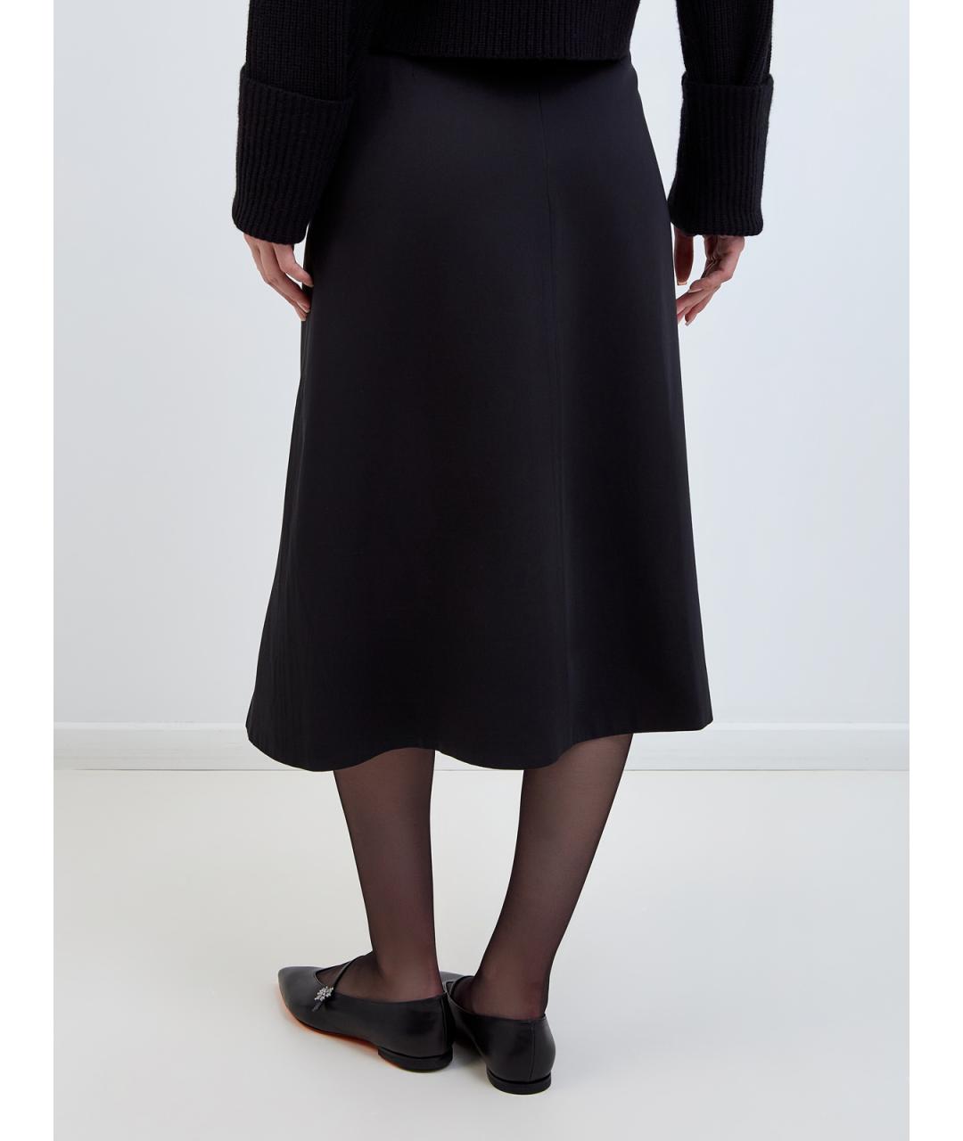 YVES SALOMON Черная вискозная юбка миди, фото 4