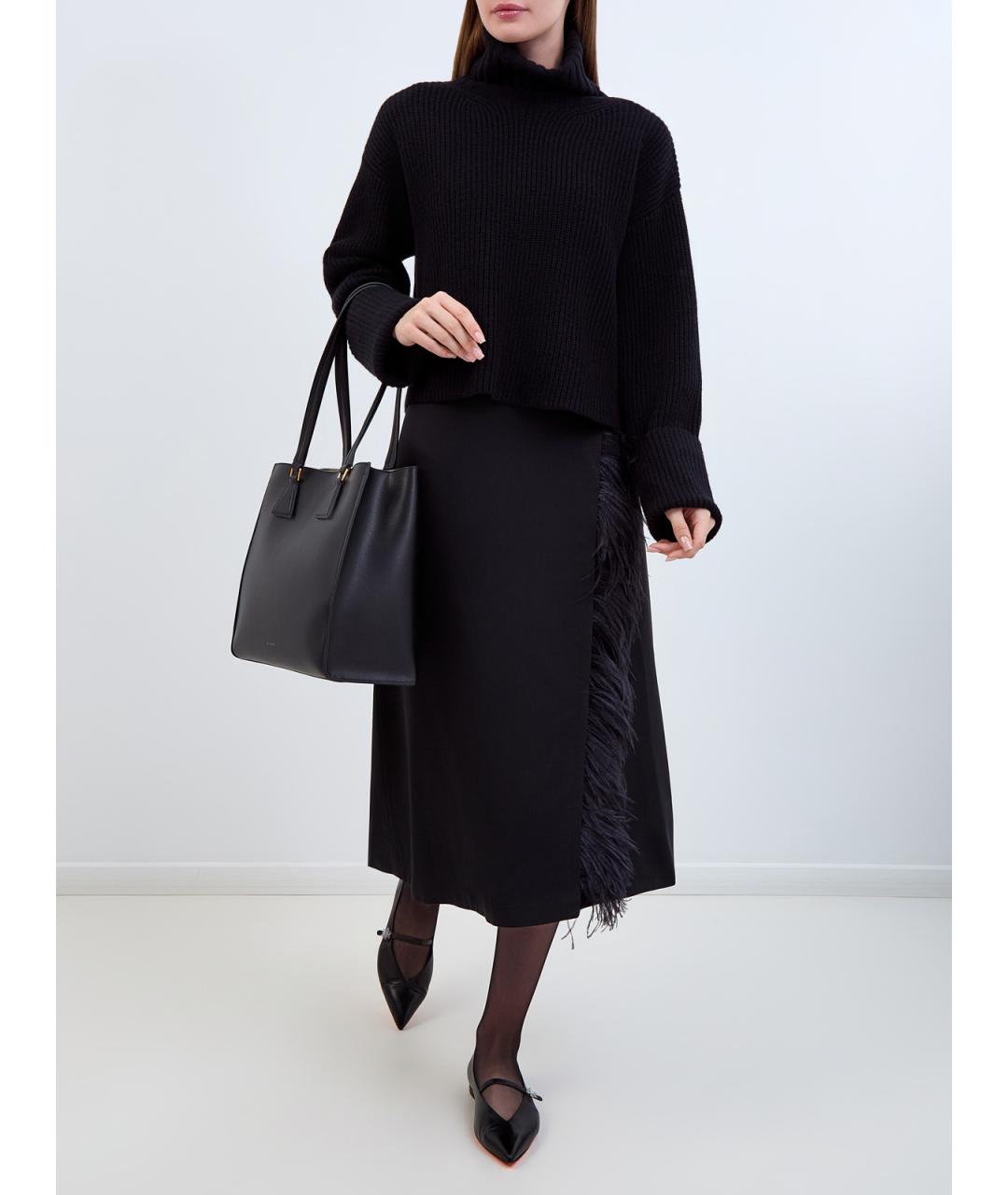 YVES SALOMON Черная вискозная юбка миди, фото 2