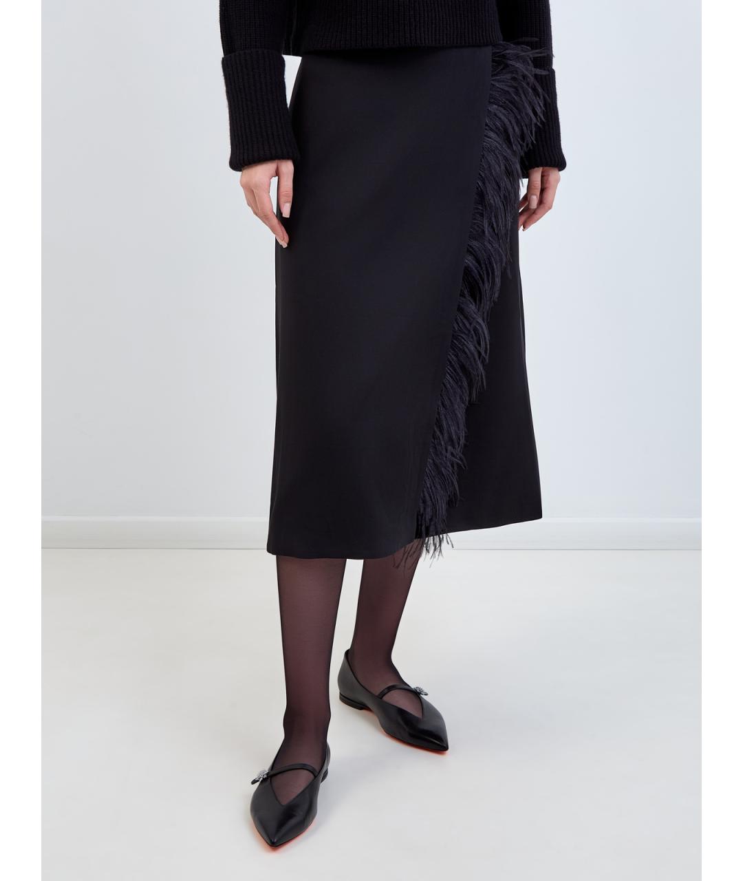 YVES SALOMON Черная вискозная юбка миди, фото 3