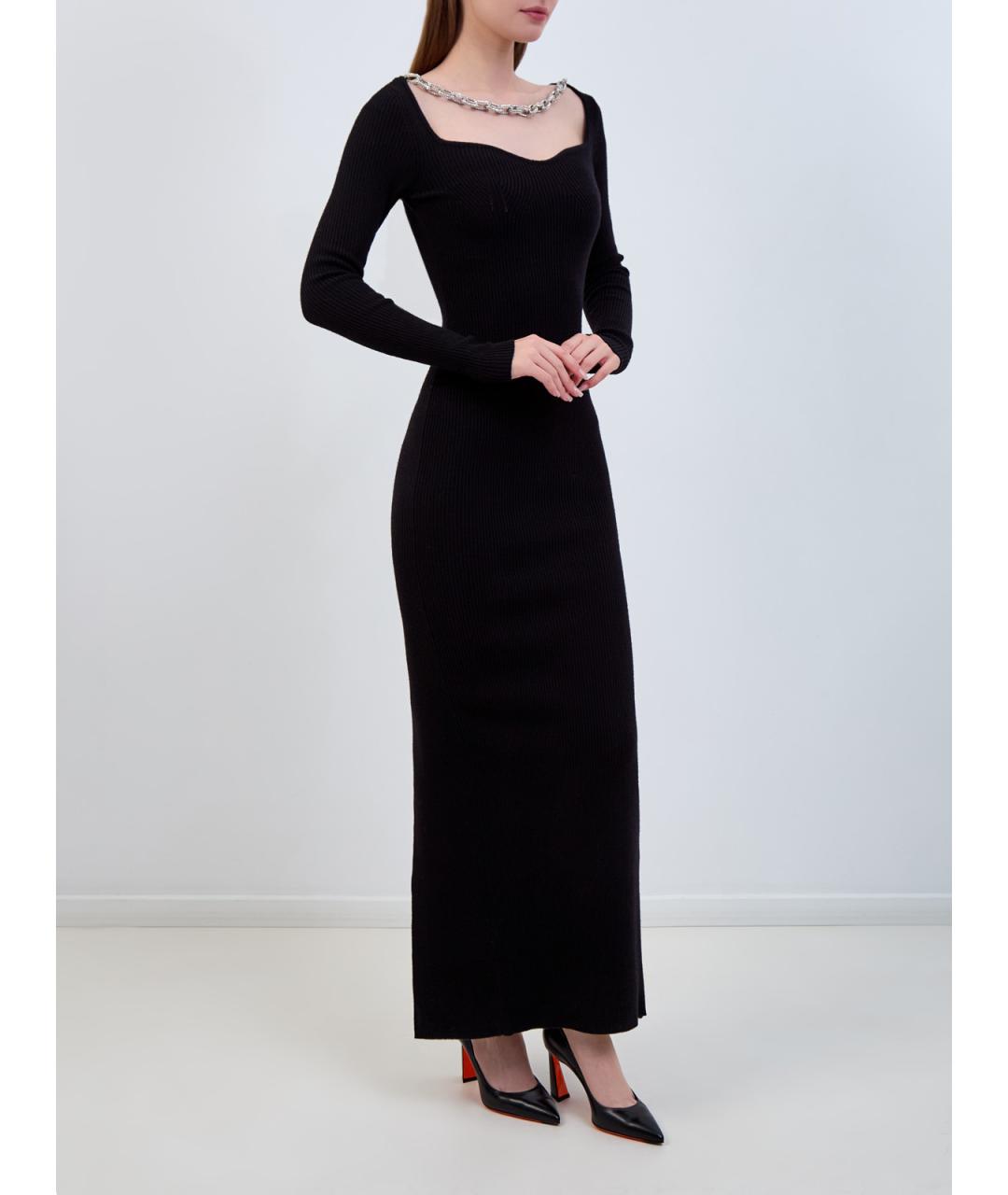 GIUSEPPE DI MORABITO Черное шерстяное повседневное платье, фото 3