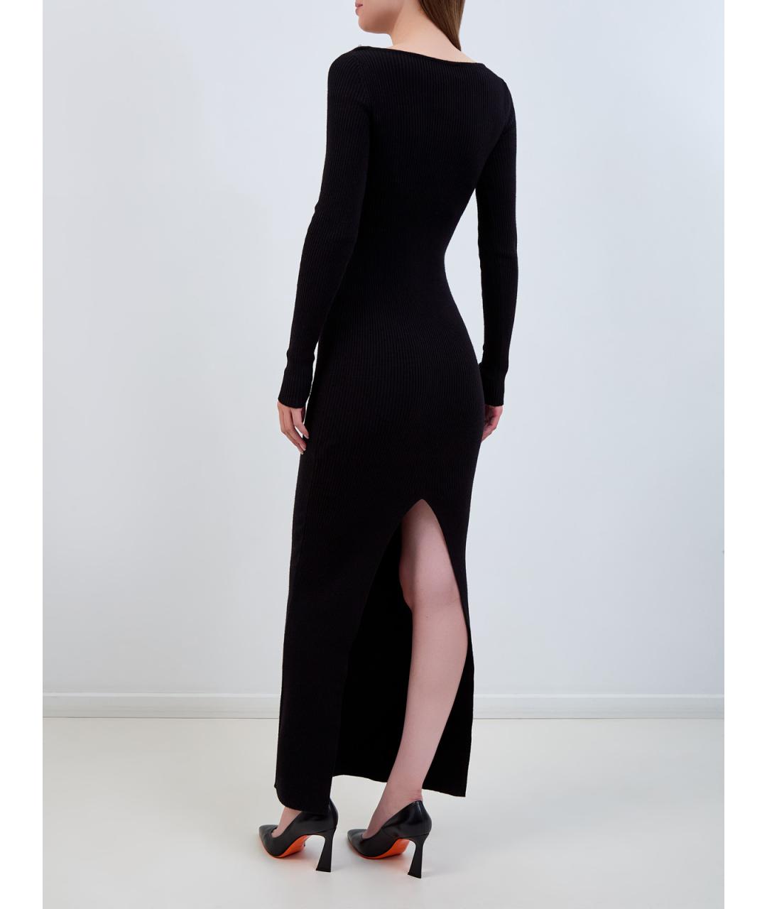 GIUSEPPE DI MORABITO Черное шерстяное повседневное платье, фото 4