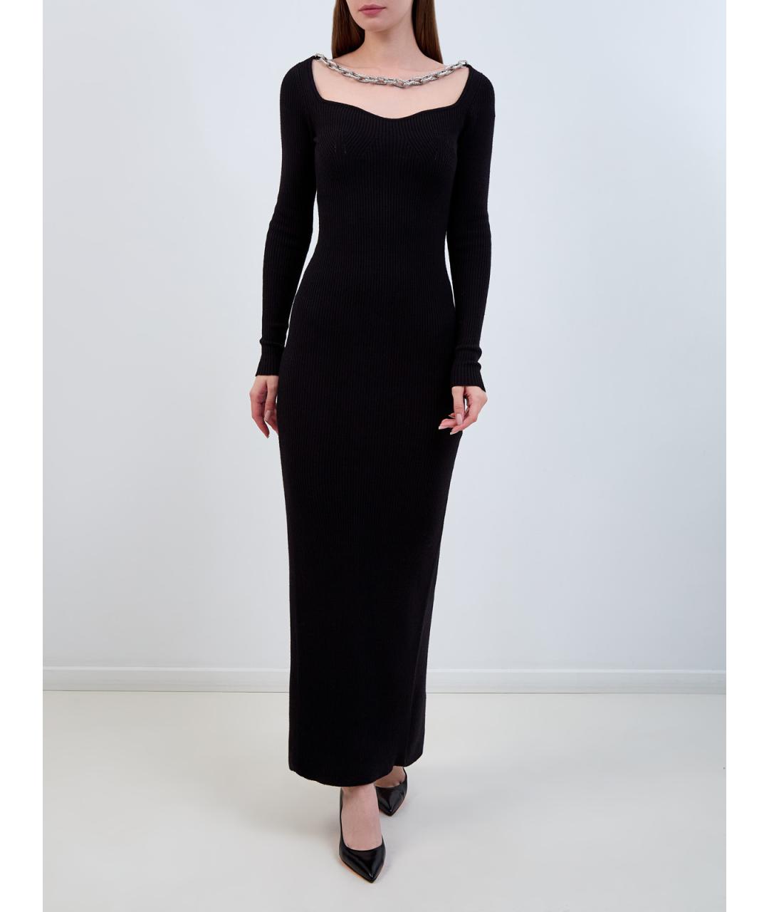 GIUSEPPE DI MORABITO Черное шерстяное повседневное платье, фото 2