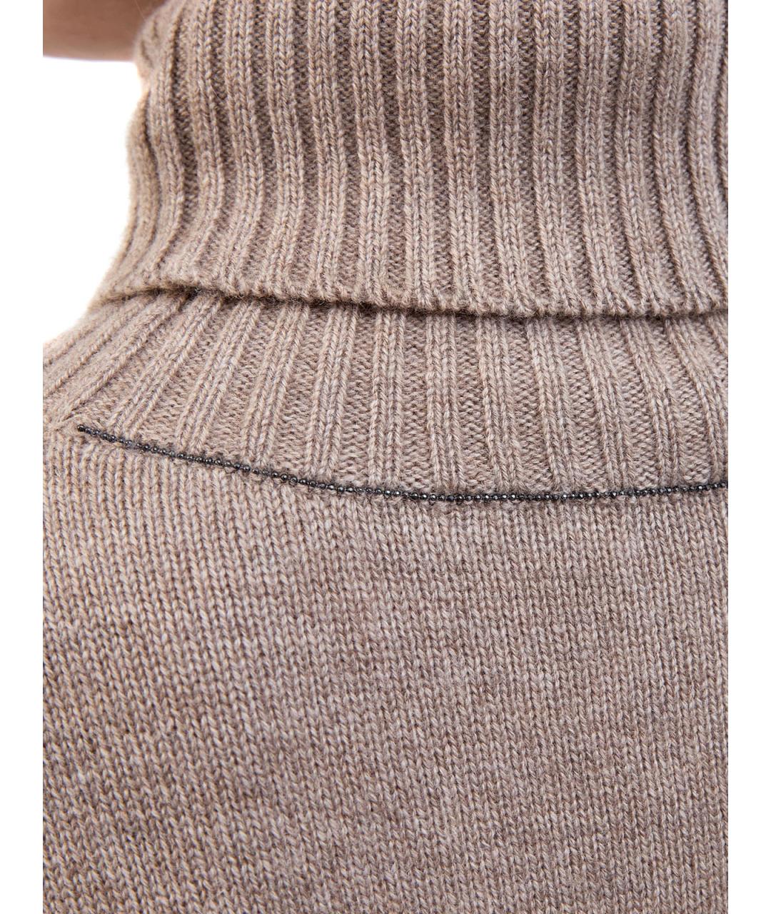 BRUNELLO CUCINELLI Бежевое кашемировое повседневное платье, фото 5