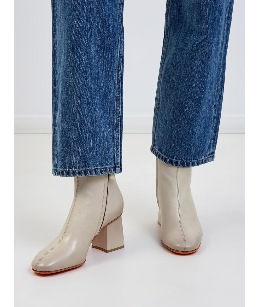 SANTONI Серые кожаные ботильоны, фото 2