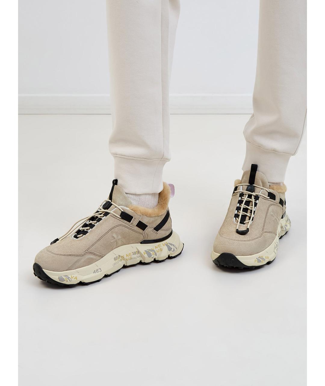 PREMIATA Бежевые замшевые кроссовки, фото 2