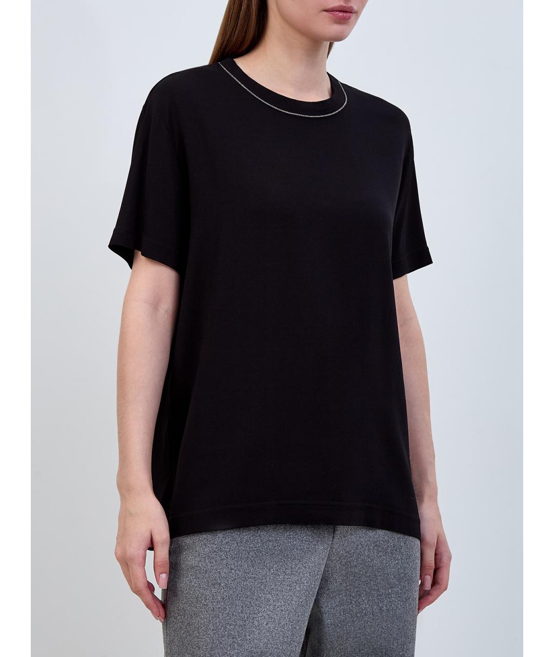 FABIANA FILIPPI Черная вискозная футболка, фото 3