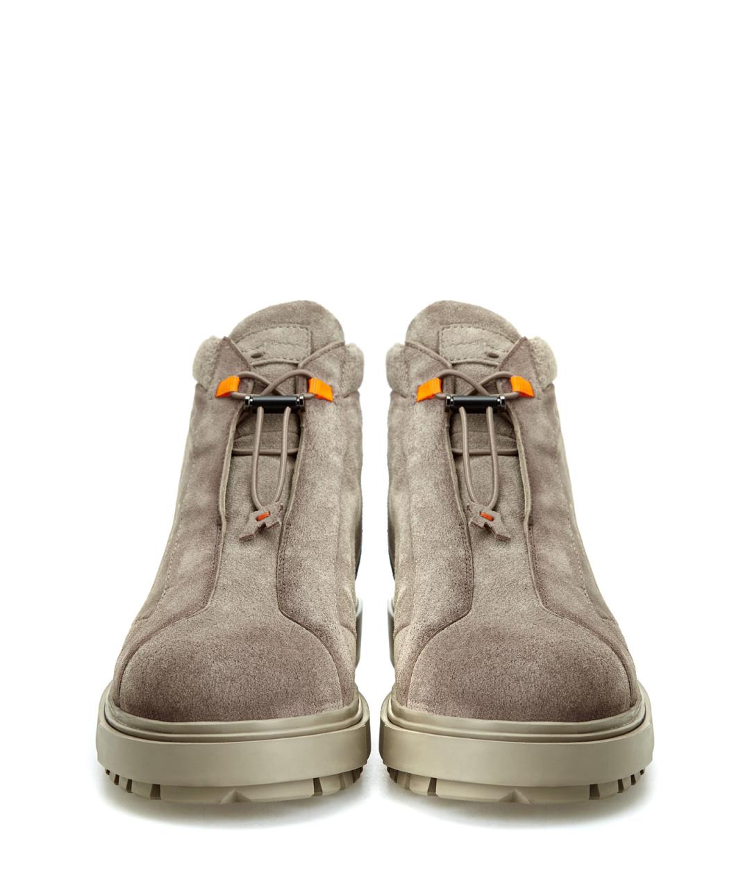 SANTONI Бежевые замшевые низкие ботинки, фото 5