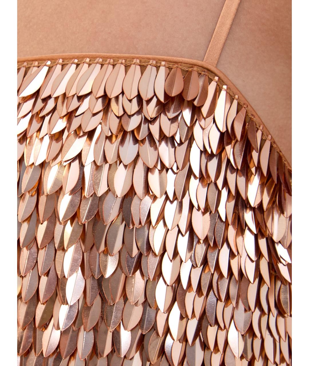 Retrofete Золотое полиамидовое коктейльное платье, фото 5