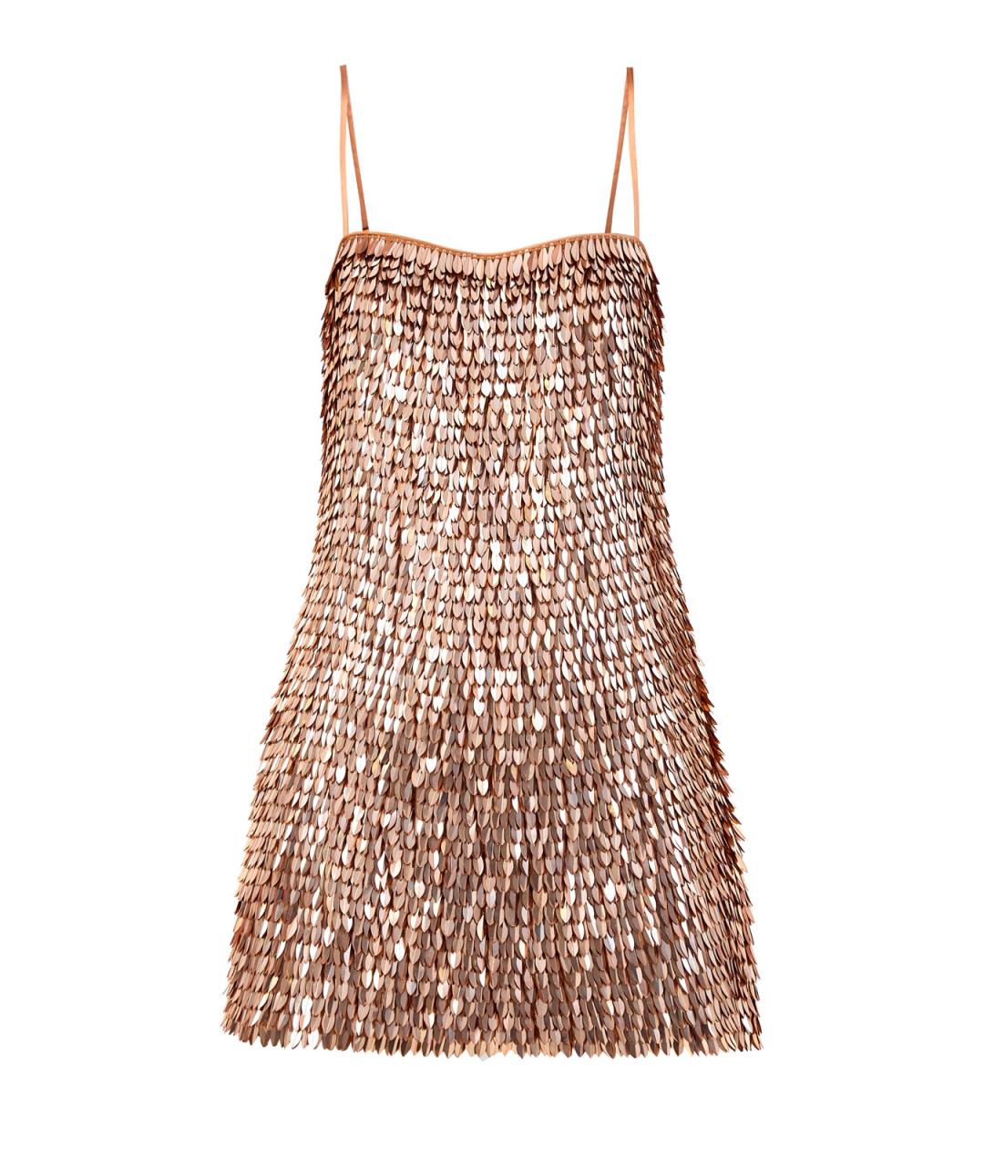 Retrofete Золотое полиамидовое коктейльное платье, фото 1