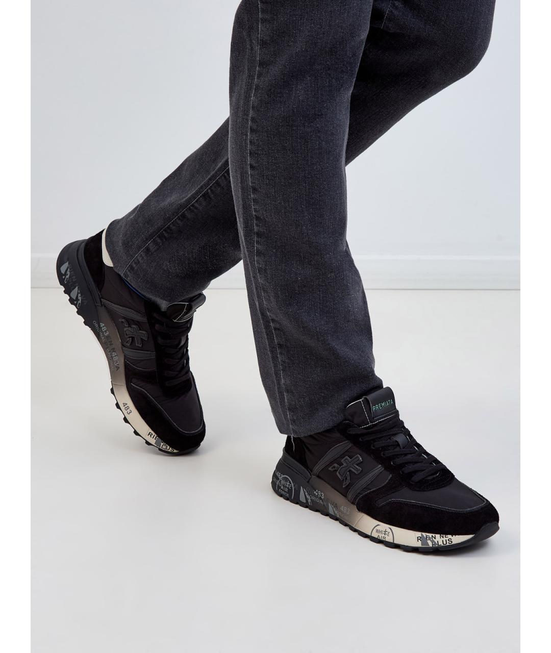 PREMIATA Черные текстильные низкие кроссовки / кеды, фото 2