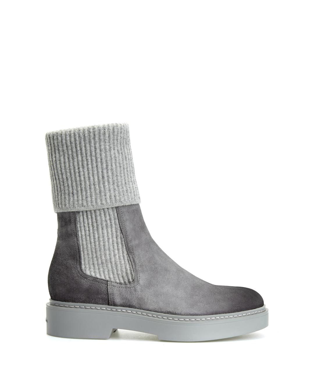 SANTONI Серые замшевые ботинки, фото 1