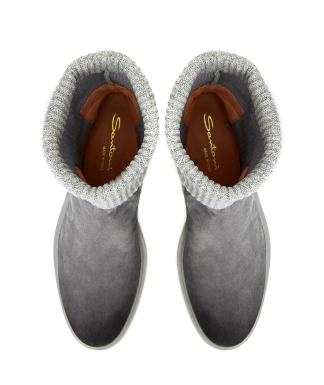 SANTONI Серые замшевые ботинки, фото 6
