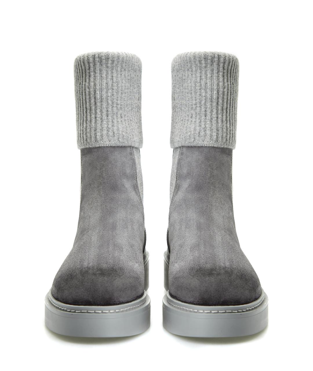 SANTONI Серые замшевые ботинки, фото 5