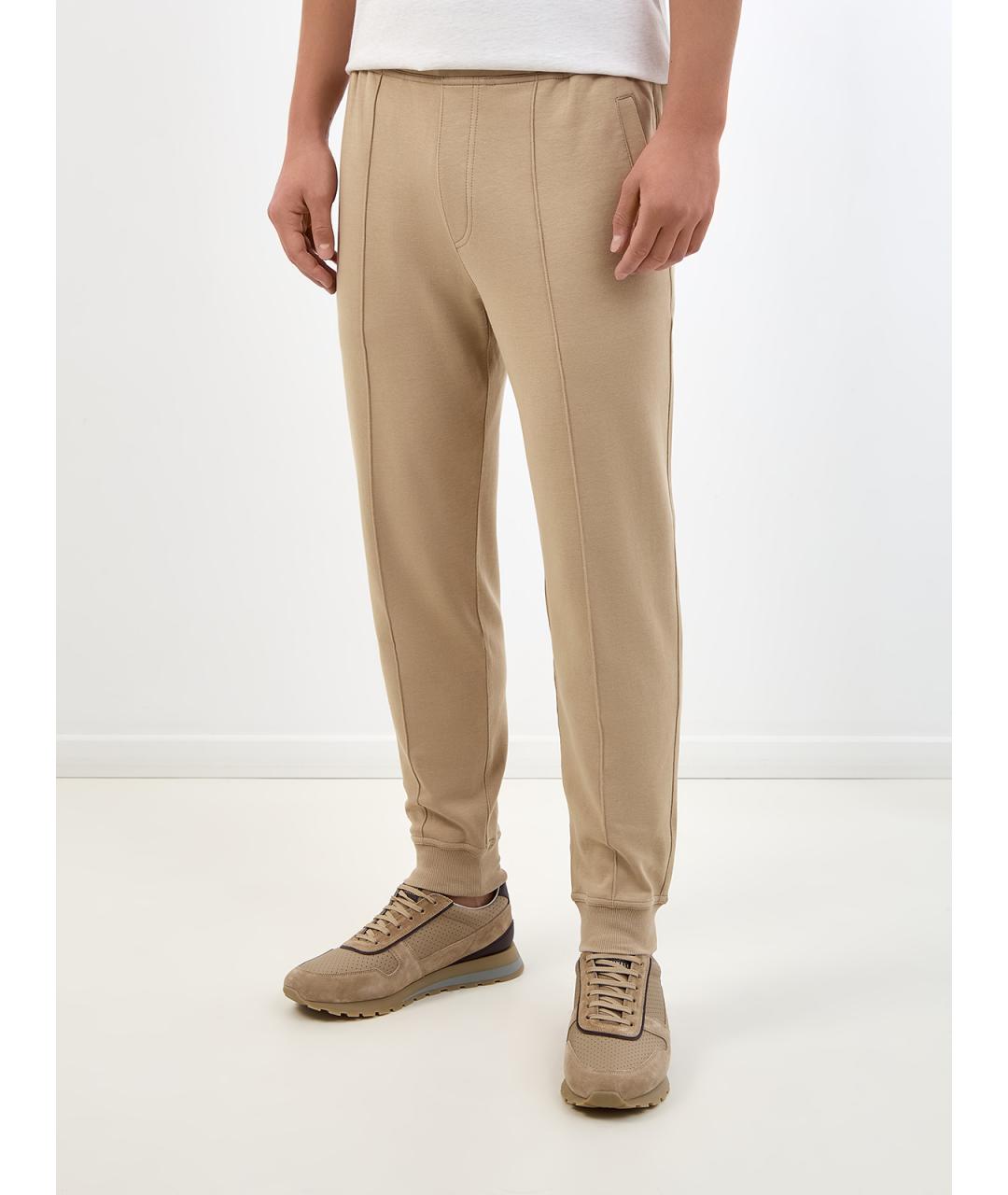BRUNELLO CUCINELLI Бежевые хлопковые повседневные брюки, фото 3