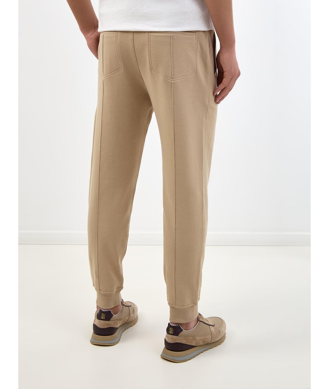 BRUNELLO CUCINELLI Бежевые хлопковые повседневные брюки, фото 4