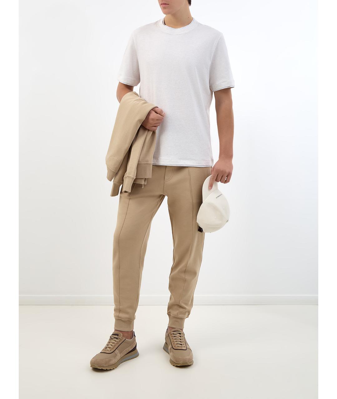 BRUNELLO CUCINELLI Бежевые хлопковые повседневные брюки, фото 2