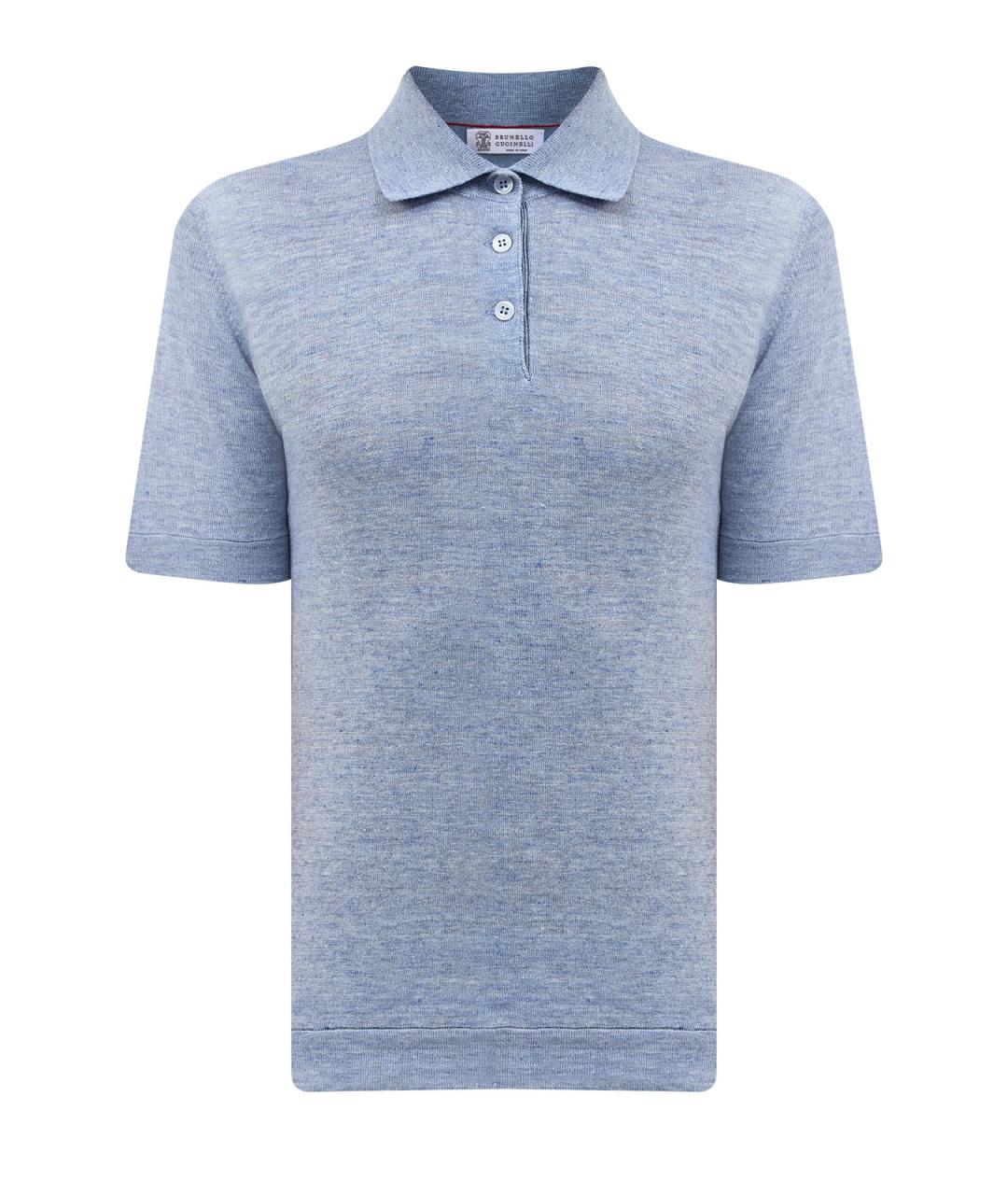 BRUNELLO CUCINELLI Голубое поло с коротким рукавом, фото 1