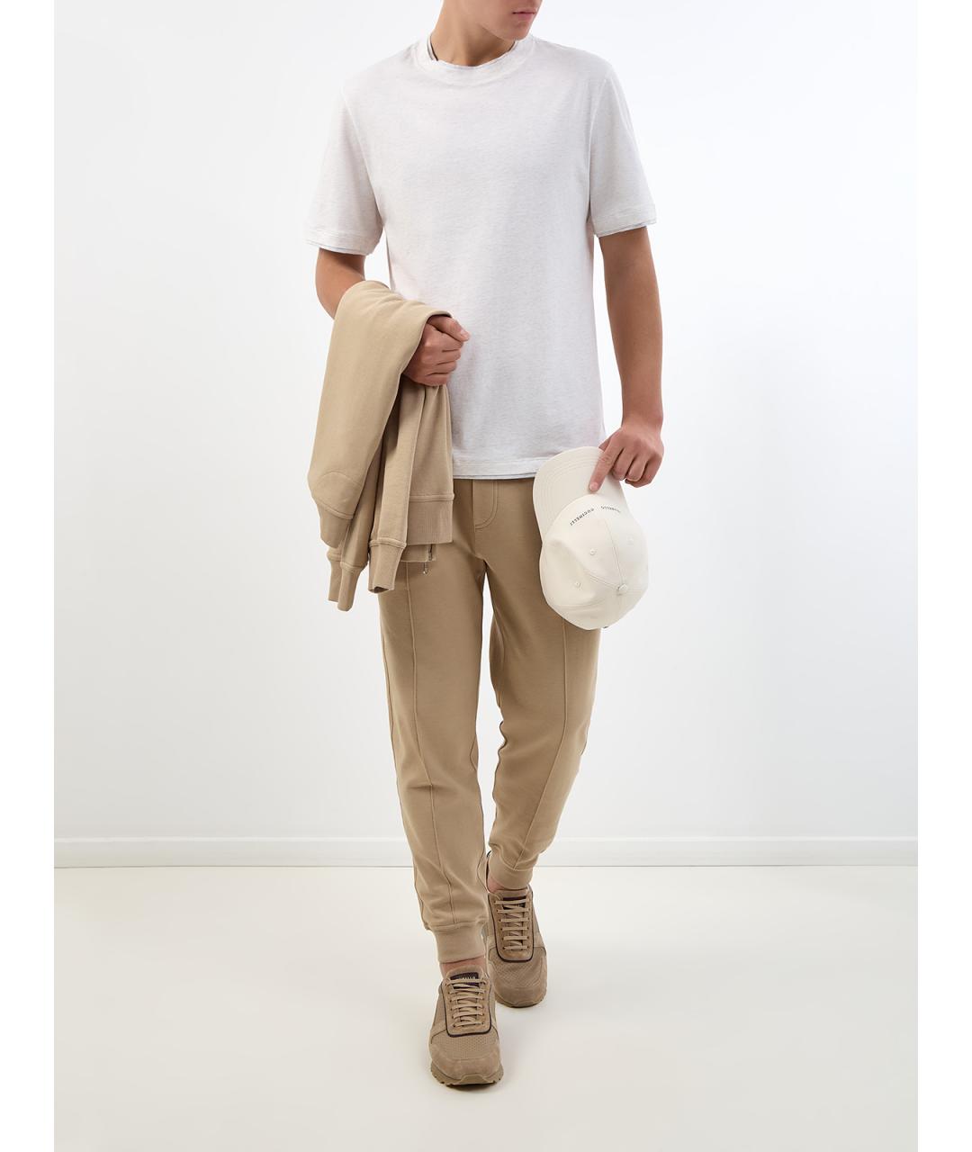 BRUNELLO CUCINELLI Серая хлопковая футболка, фото 2