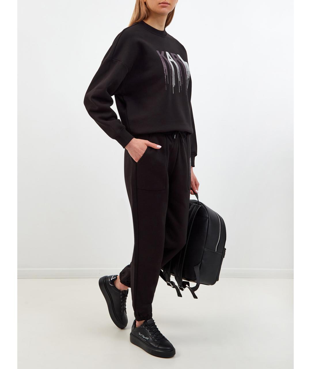 KARL LAGERFELD Черные хлопковые прямые брюки, фото 2