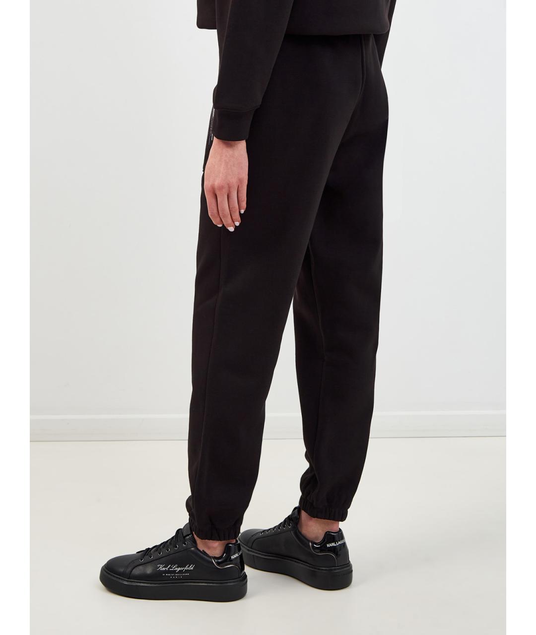 KARL LAGERFELD Черные хлопковые прямые брюки, фото 4