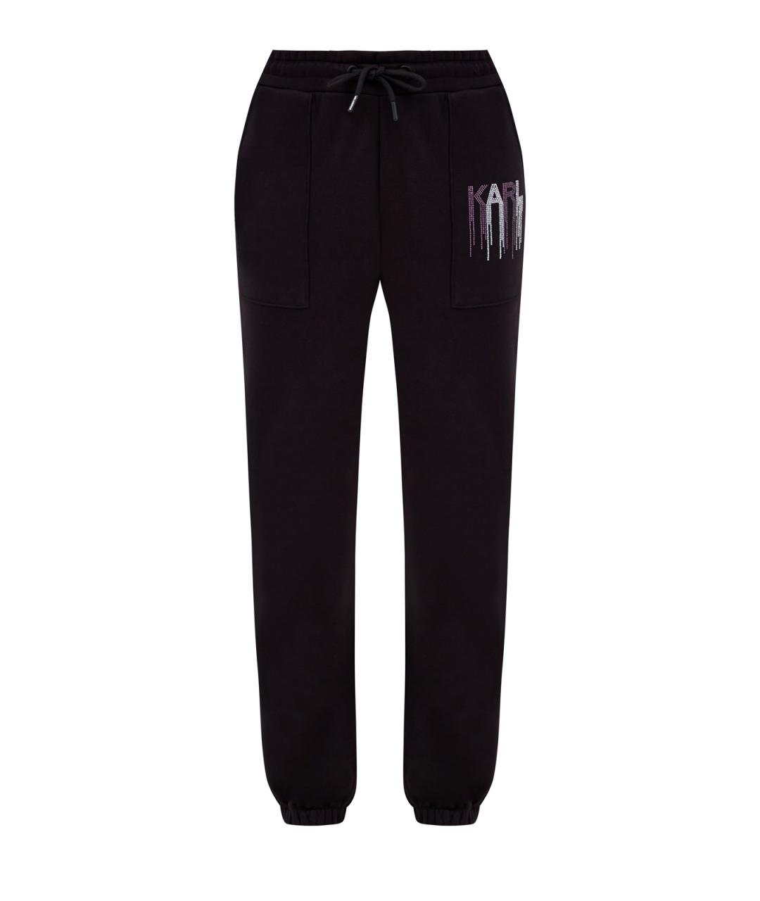 KARL LAGERFELD Черные хлопковые прямые брюки, фото 1