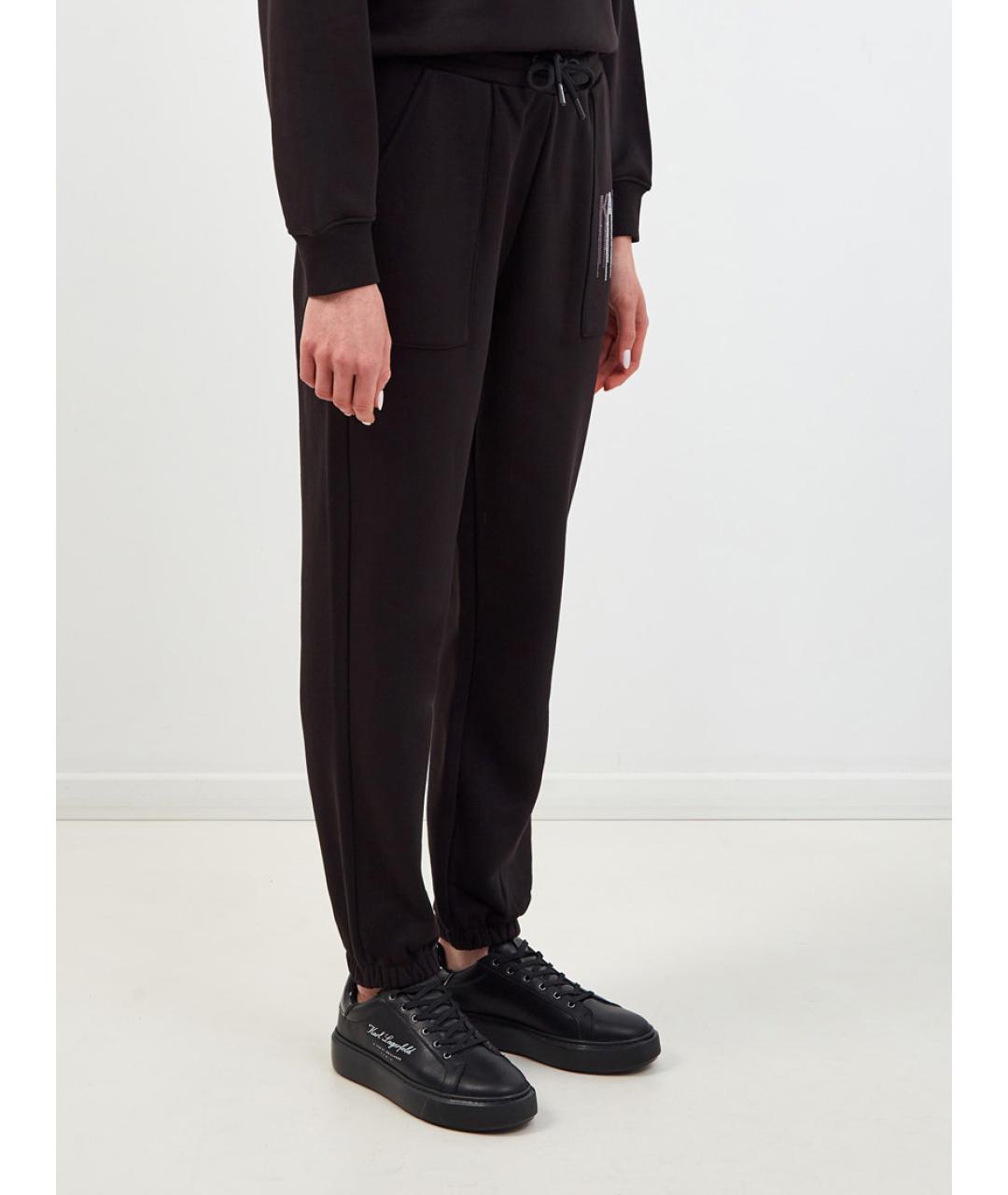 KARL LAGERFELD Черные хлопковые прямые брюки, фото 3