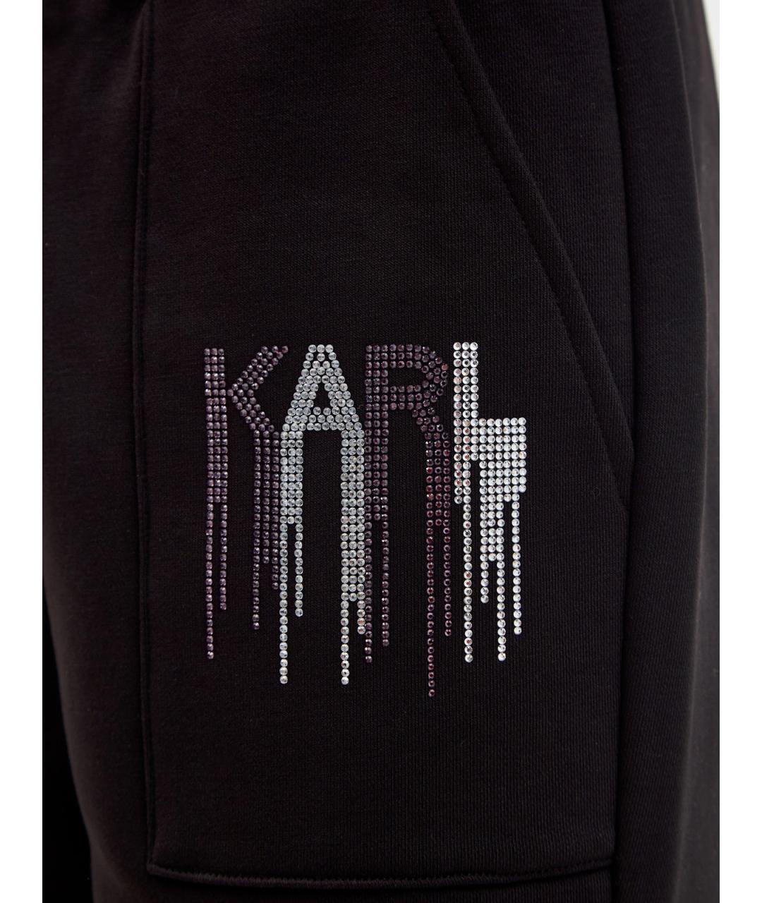 KARL LAGERFELD Черные хлопковые прямые брюки, фото 5
