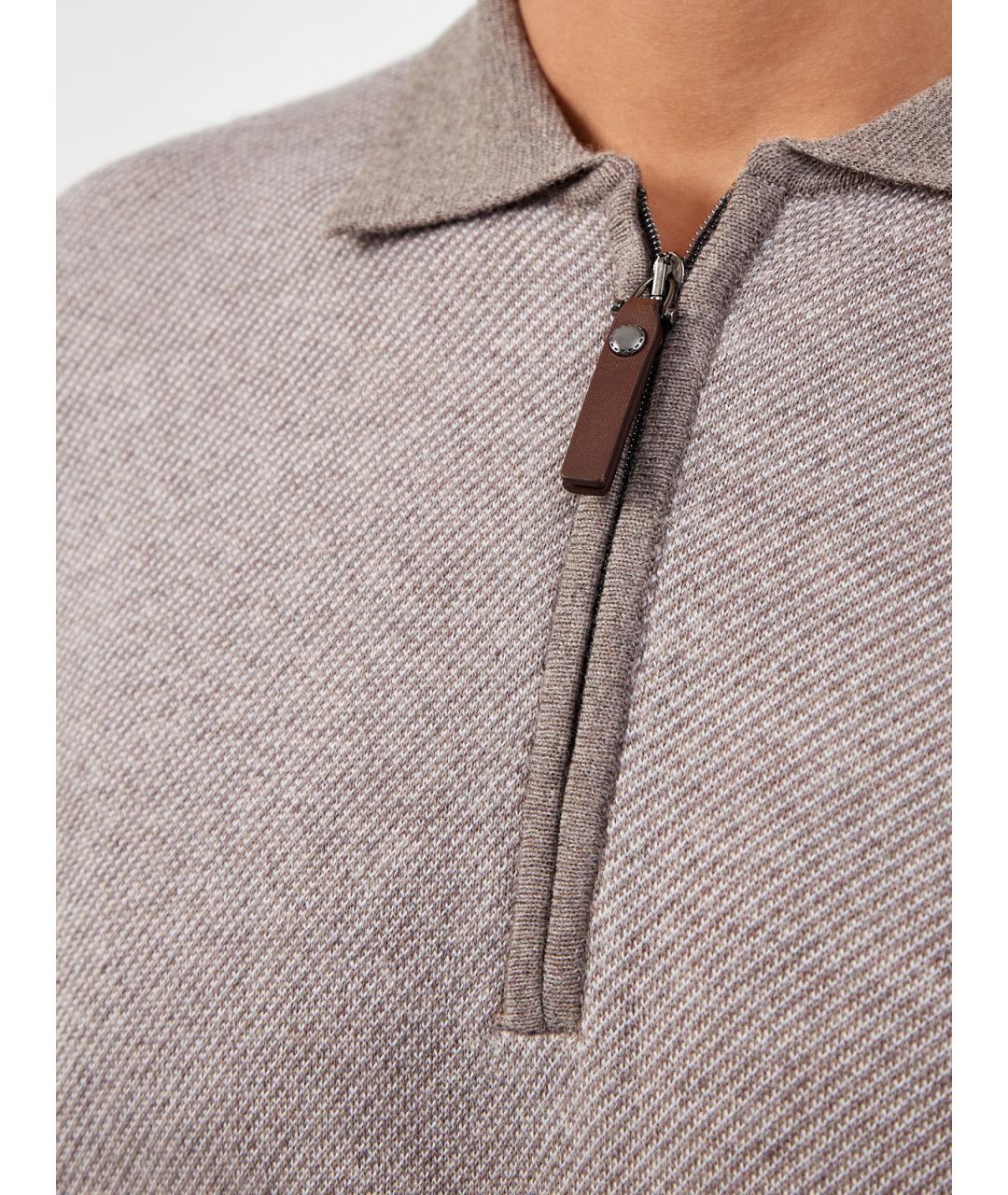 CANALI Коричневое поло с длинным рукавом, фото 5