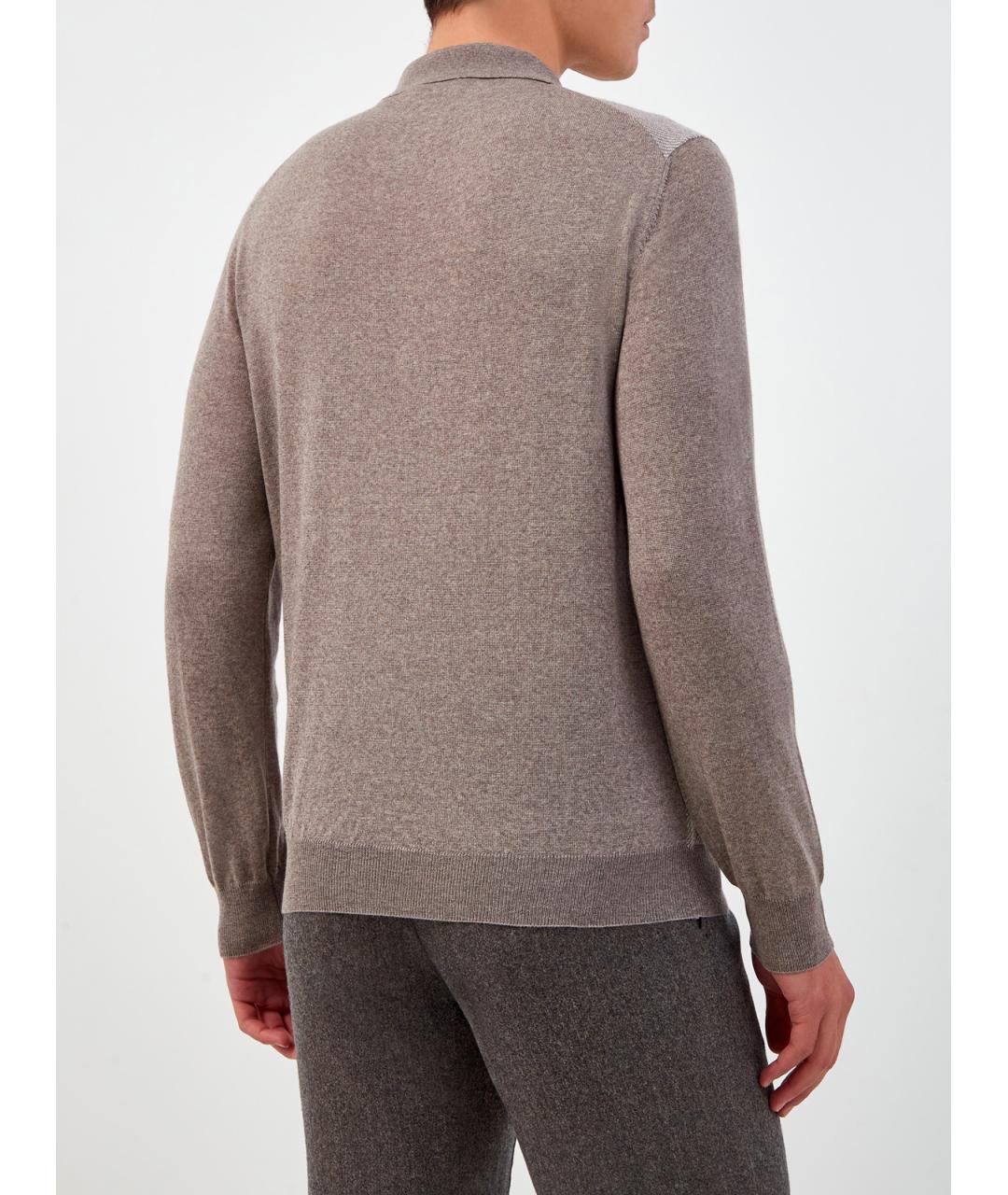 CANALI Коричневое поло с длинным рукавом, фото 4