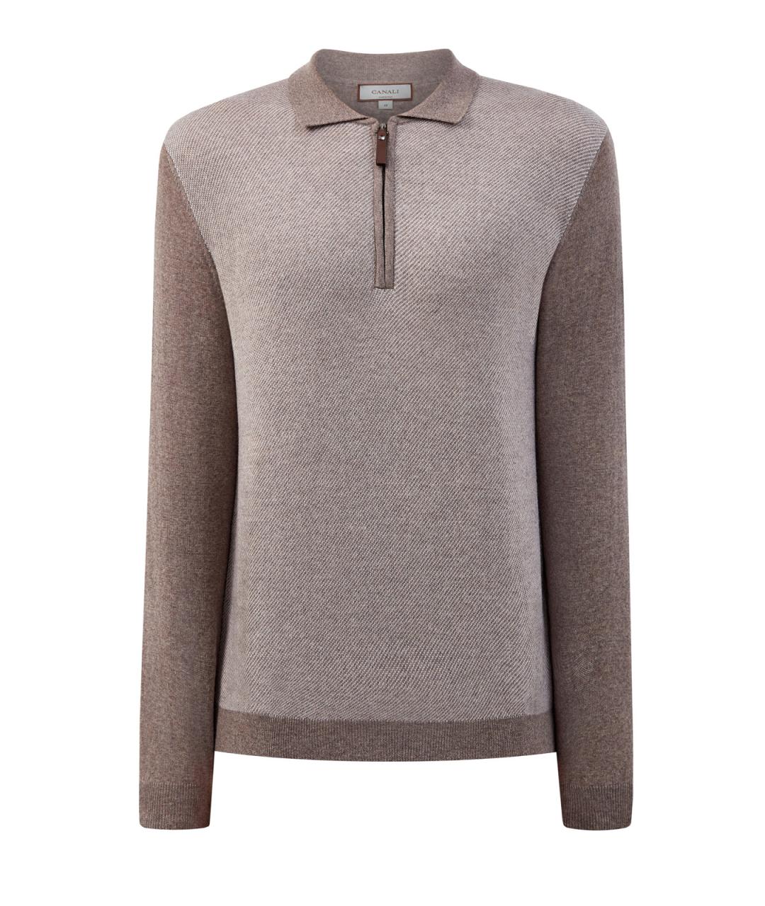 CANALI Коричневое поло с длинным рукавом, фото 1