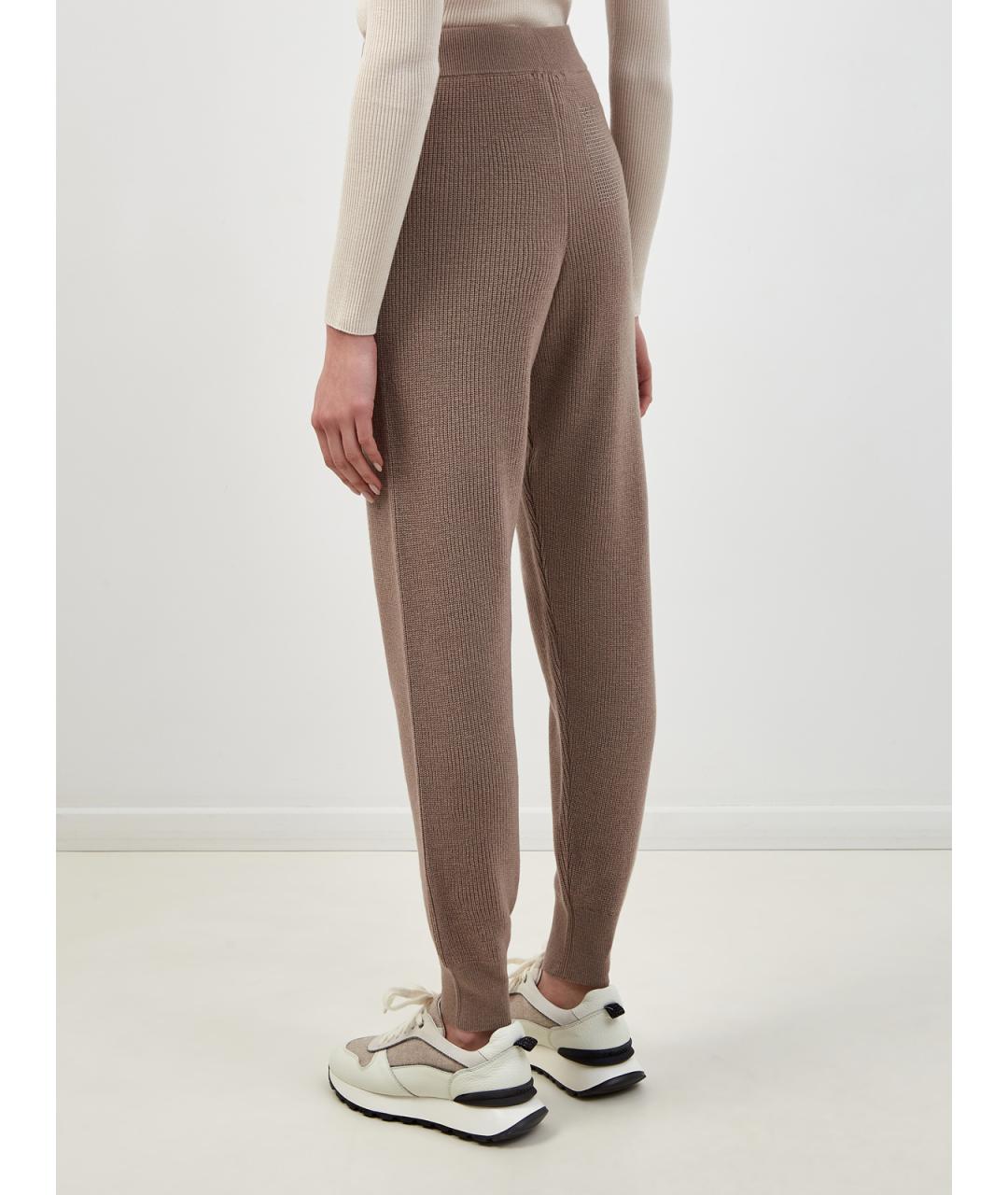 PESERICO Коричневые шерстяные брюки узкие, фото 4