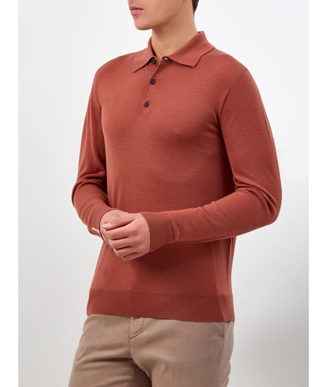 PESERICO Оранжевое поло с длинным рукавом, фото 3