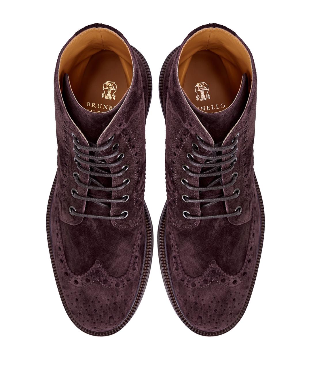 BRUNELLO CUCINELLI Фиолетовые замшевые высокие ботинки, фото 6