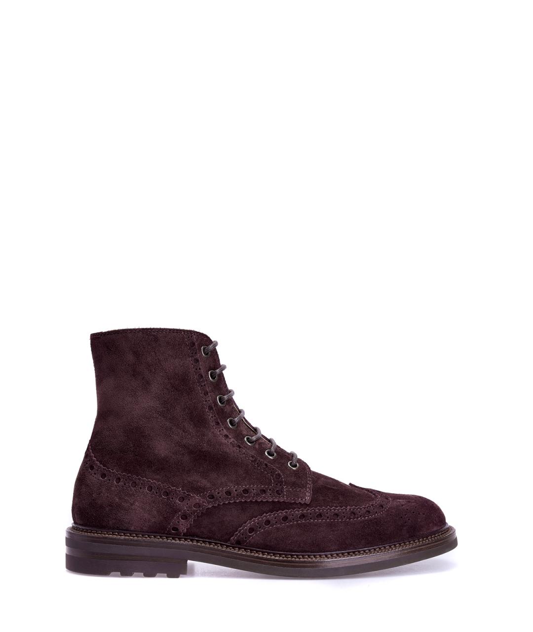 BRUNELLO CUCINELLI Фиолетовые замшевые высокие ботинки, фото 1