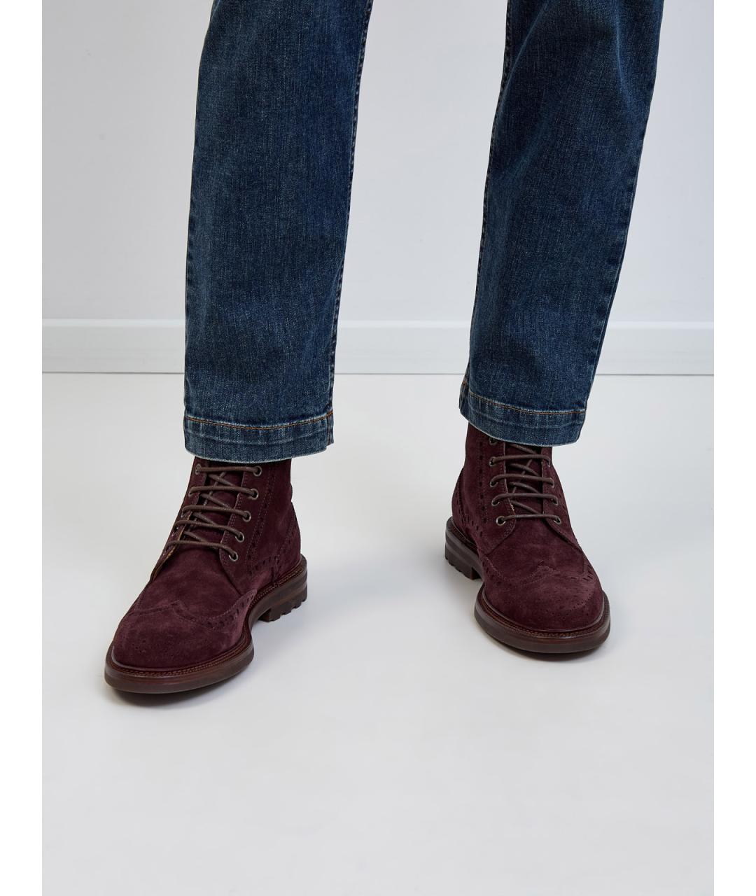 BRUNELLO CUCINELLI Фиолетовые замшевые высокие ботинки, фото 2