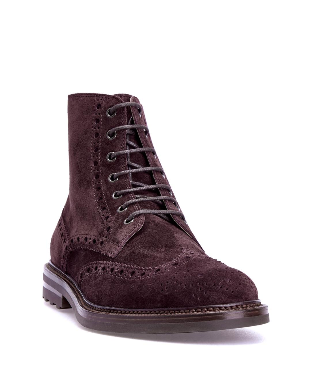 BRUNELLO CUCINELLI Фиолетовые замшевые высокие ботинки, фото 3