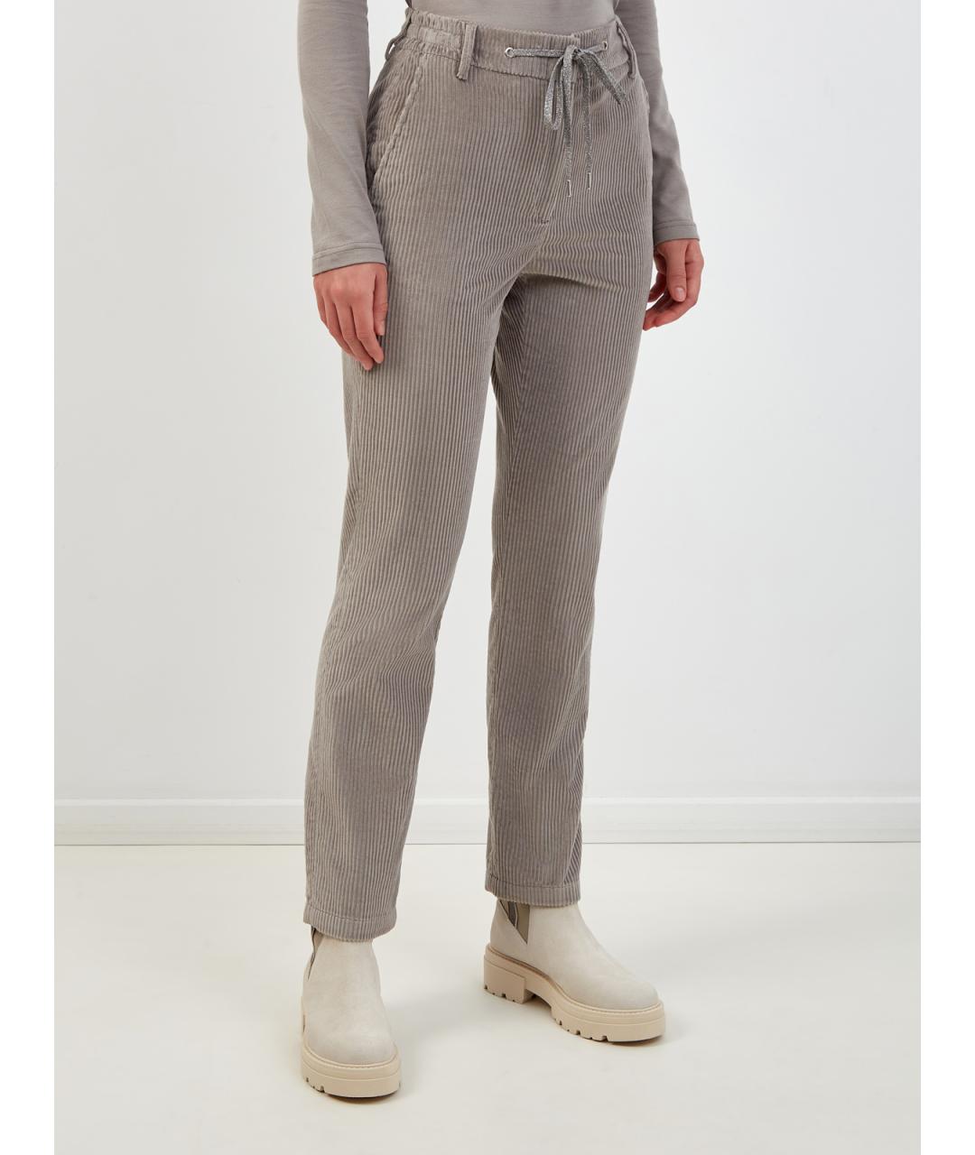 ELEVENTY Серые хлопковые прямые брюки, фото 3