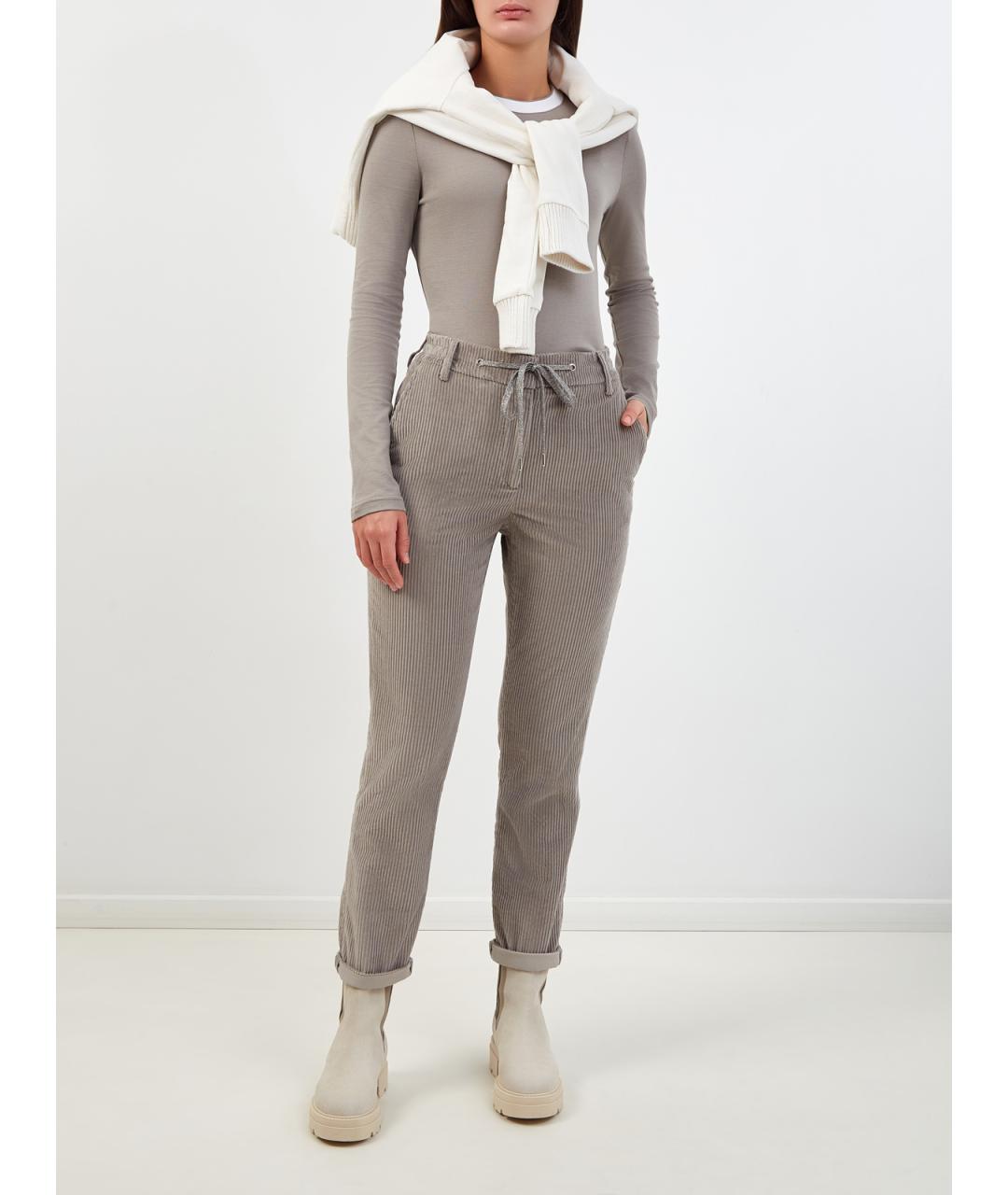 ELEVENTY Серые хлопковые прямые брюки, фото 2