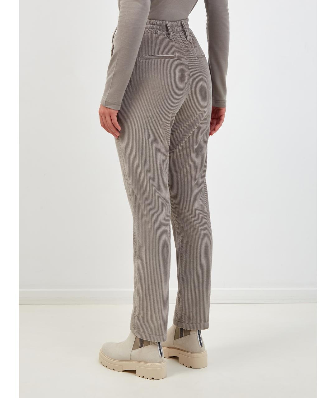 ELEVENTY Серые хлопковые прямые брюки, фото 4