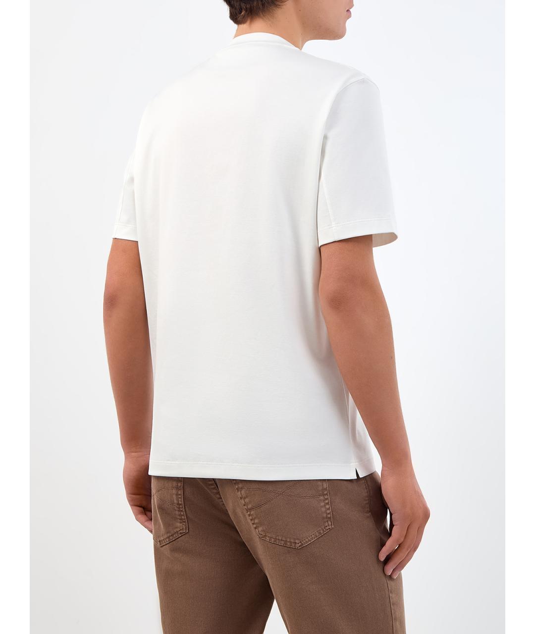 BRUNELLO CUCINELLI Белая хлопковая футболка, фото 4