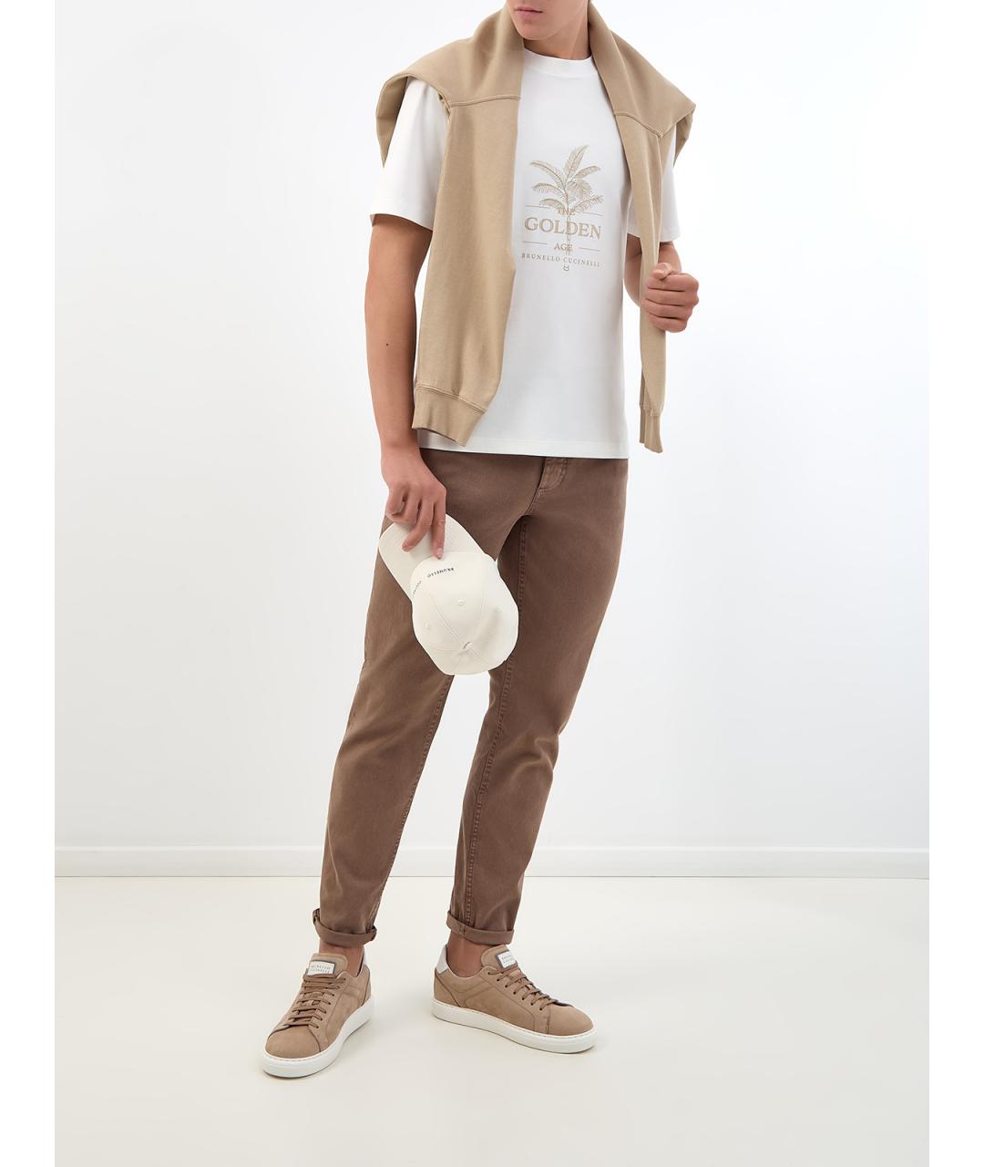 BRUNELLO CUCINELLI Белая хлопковая футболка, фото 2